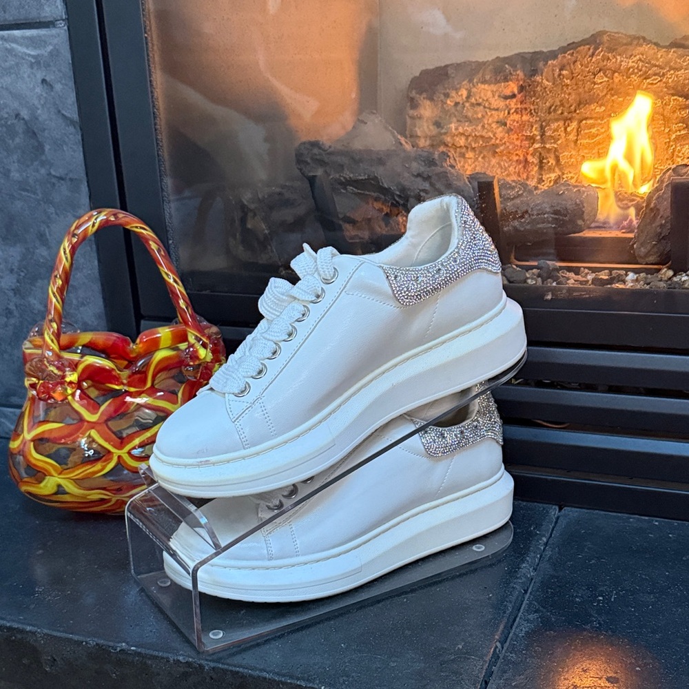 Steve Madden Glacier Rhinestone Sneakers - Size 8 (fits like 7.5)